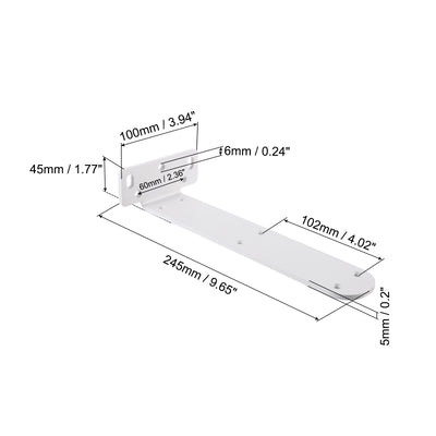 Harfington Uxcell Shelf Brackets, 2Pcs 45 x 245 mm - Cold Rolled Steel Floating Shelves Brackets with Screws, Industrial L Brackets for Wood Shelves Table Bench (White)