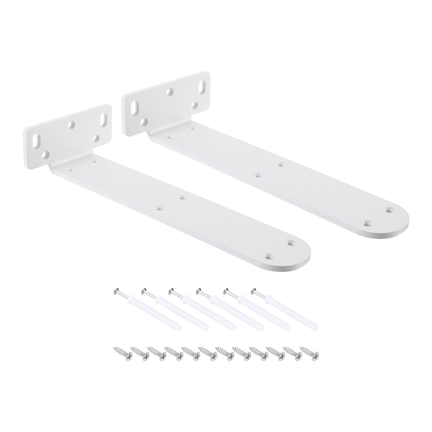 uxcell Uxcell Shelf Brackets, 2Pcs 45 x 245 mm - Cold Rolled Steel Floating Shelves Brackets with Screws, Industrial L Brackets for Wood Shelves Table Bench (White)