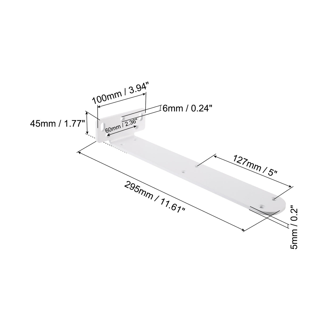 uxcell Uxcell Shelf Brackets, 2Pcs 45 x 295 mm - Cold Rolled Steel Floating Shelves Brackets with Screws, Industrial L Brackets for Wood Shelves Table Bench (White)