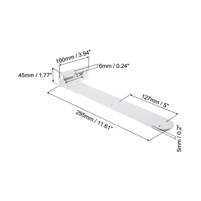 Harfington Uxcell Shelf Brackets, 2Pcs 45 x 295 mm - Cold Rolled Steel Floating Shelves Brackets with Screws, Industrial L Brackets for Wood Shelves Table Bench (White)