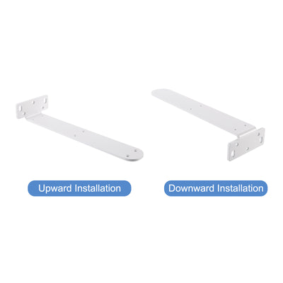 Harfington Uxcell Shelf Brackets, 2Pcs 45 x 295 mm - Cold Rolled Steel Floating Shelves Brackets with Screws, Industrial L Brackets for Wood Shelves Table Bench (White)