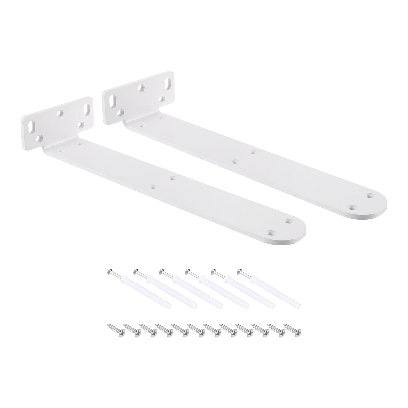 uxcell Uxcell Shelf Brackets, 2Pcs 45 x 295 mm - Cold Rolled Steel Floating Shelves Brackets with Screws, Industrial L Brackets for Wood Shelves Table Bench (White)