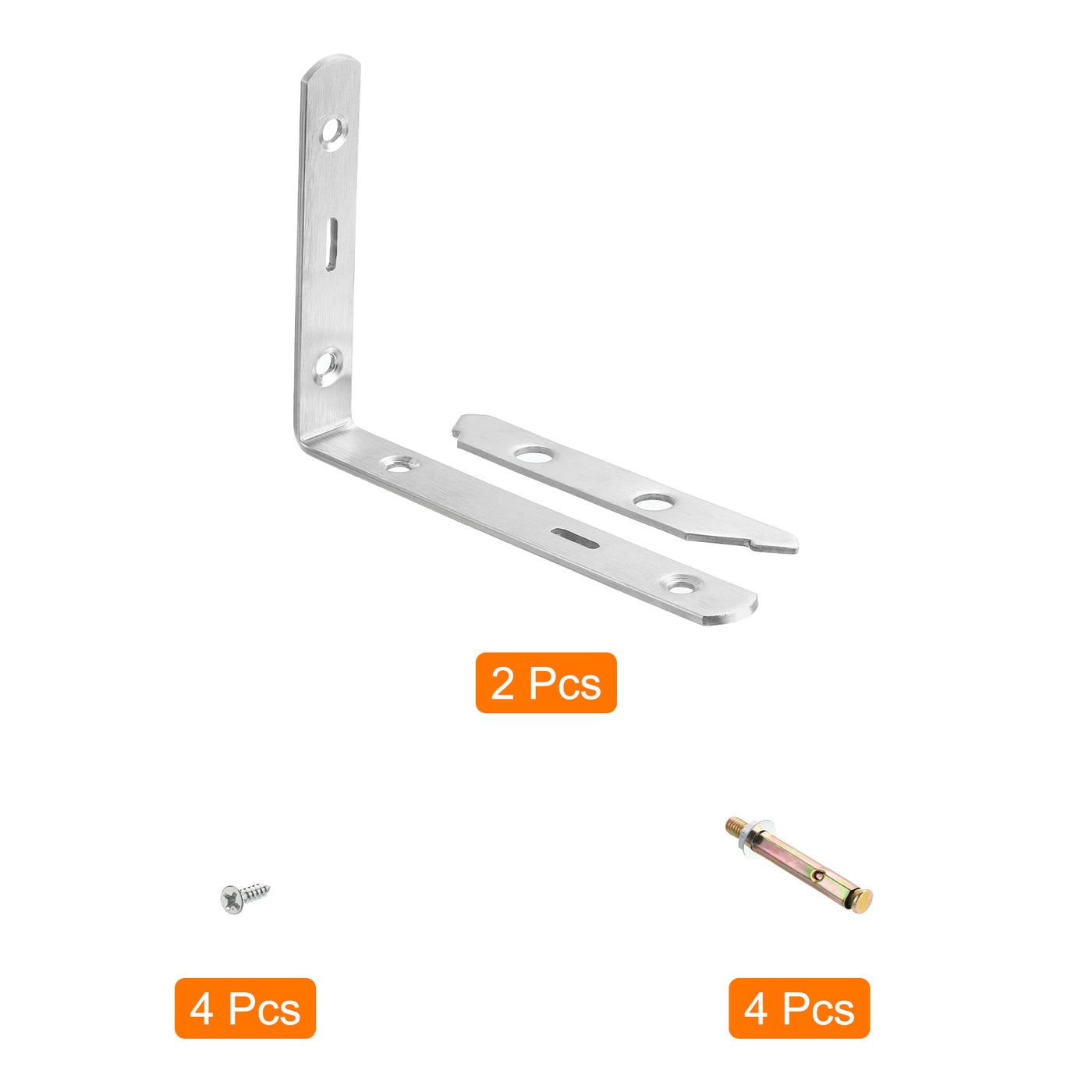 uxcell Uxcell Regalhalterungen, 2 Stück 6" x 0,8" - Edelstahl-Solid-Dreieckshalterung mit Schrauben, abnehmbare L-Halterungen zur DIY-Schwebetischregal (3 mm dick)