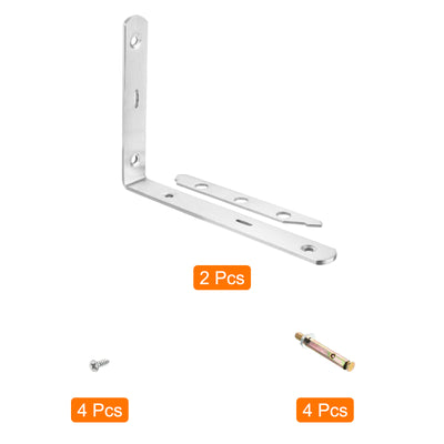 Harfington Uxcell Regalhalterungen, 2 Stück 8" x 1" - Edelstahl-Solid-Dreieckshalterung mit Schrauben, abnehmbare L-Halterungen zur DIY-Schwebetischregal (4 mm dick)