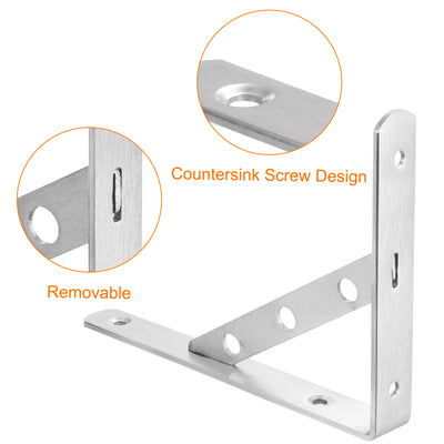 Harfington Uxcell Regalhalterungen, 2 Stück 8" x 1" - Edelstahl-Solid-Dreieckshalterung mit Schrauben, abnehmbare L-Halterungen zur DIY-Schwebetischregal (4 mm dick)