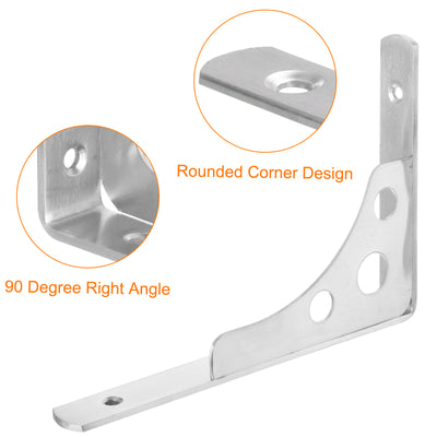 Harfington Uxcell Regalhalterungen, 4 Stück 8" - Edelstahl Dreieckige Seitenstütze mit Schrauben, Wandmontierte L-Halterungen für DIY Schwebende Tischregal Lagerung