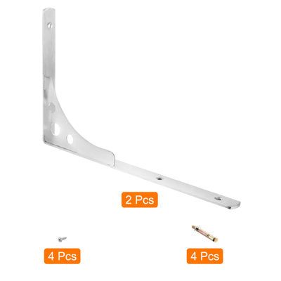 Harfington Uxcell Regalhalterungen, 2 Stück 14" - Edelstahl Dreieckige Seitenstütze mit Schrauben, Wandmontierte L-Halterungen für DIY Schwebende Tischregal Lagerung