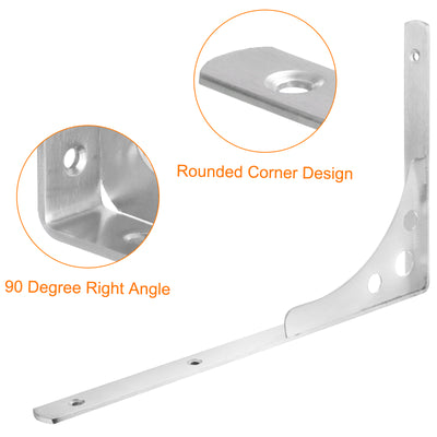 Harfington Uxcell Regalhalterungen, 2 Stück 14" - Edelstahl Dreieckige Seitenstütze mit Schrauben, Wandmontierte L-Halterungen für DIY Schwebende Tischregal Lagerung