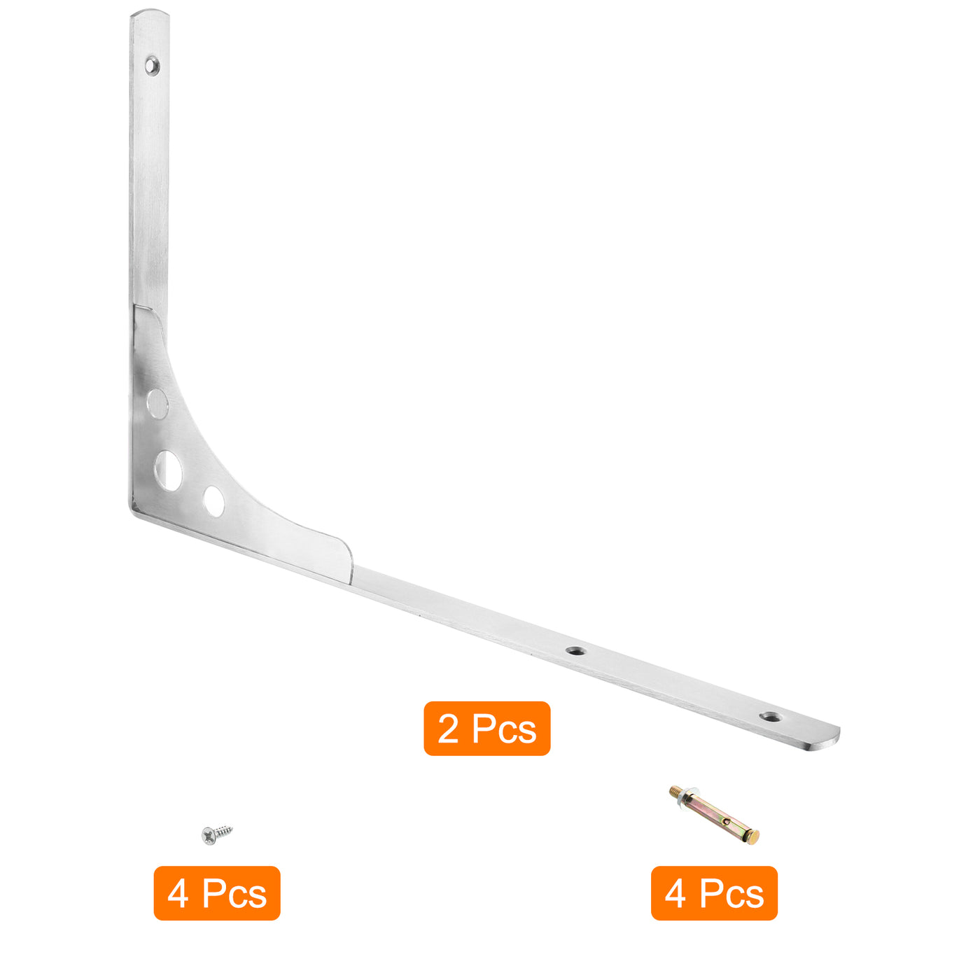 uxcell Uxcell Shelf Brackets, 2Pcs 16" - Stainless Steel Triangle Side Supporter with Screws, Wall Mounted L Brackets for DIY Floating Table Shelf Storage Rack