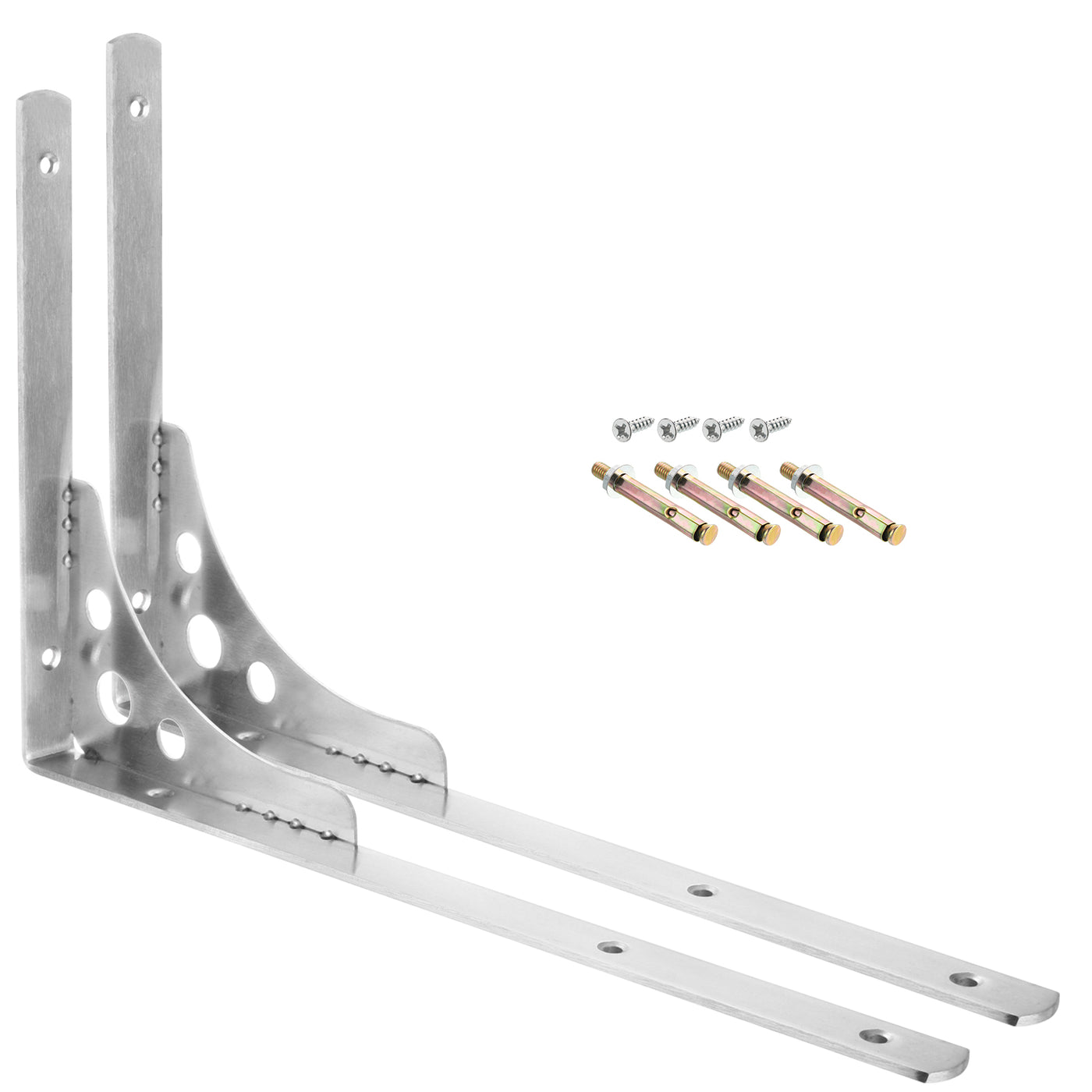 uxcell Uxcell Shelf Brackets, 2Pcs 16" - Stainless Steel Triangle Side Supporter with Screws, Wall Mounted L Brackets for DIY Floating Table Shelf Storage Rack