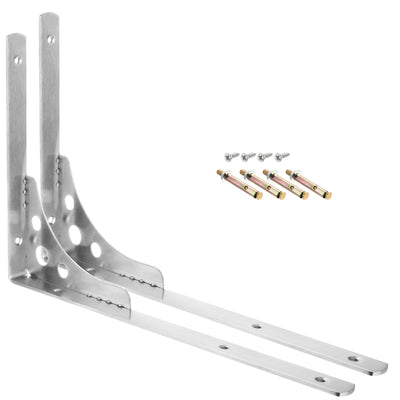 Harfington Uxcell Shelf Brackets, 2Pcs 16" - Stainless Steel Triangle Side Supporter with Screws, Wall Mounted L Brackets for DIY Floating Table Shelf Storage Rack