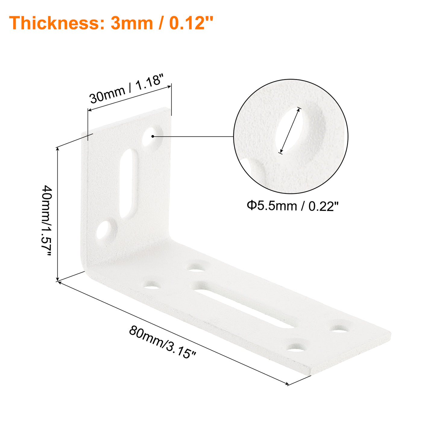 uxcell Uxcell L-Eckwinkel, 2 Stück 80x30x40mm - Edelstahl verstellbarer Eckverbinder, 90 Grad geschlitzte Winkelhalterung für DIY-Möbelreparaturregal (Weiß)