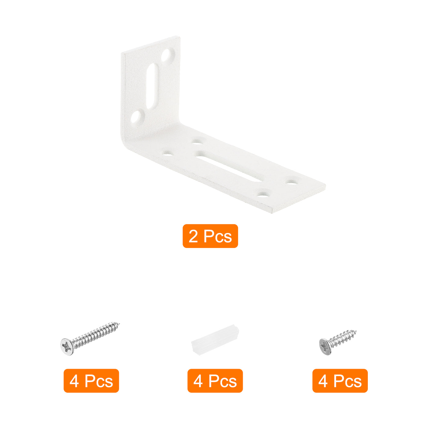 uxcell Uxcell L-Eckwinkel, 2 Stück 80x30x40mm - Edelstahl verstellbarer Eckverbinder, 90 Grad geschlitzte Winkelhalterung für DIY-Möbelreparaturregal (Weiß)