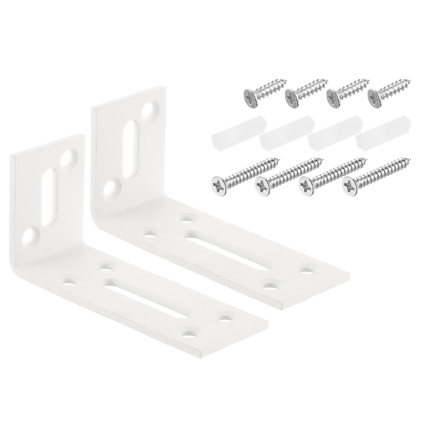 uxcell Uxcell L Corner Braces, 2Pcs 80x30x40mm - Stainless Steel Adjustable Corner Code, 90 Degree Slotted Angle Bracket for DIY Furniture Mending Shelf (White)