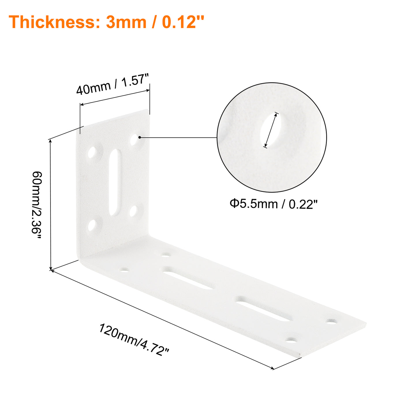 uxcell Uxcell L Corner Braces, 2Pcs 120x40x60mm - Stainless Steel Adjustable Corner Code, 90 Degree Slotted Angle Bracket for DIY Furniture Mending Shelf (White)