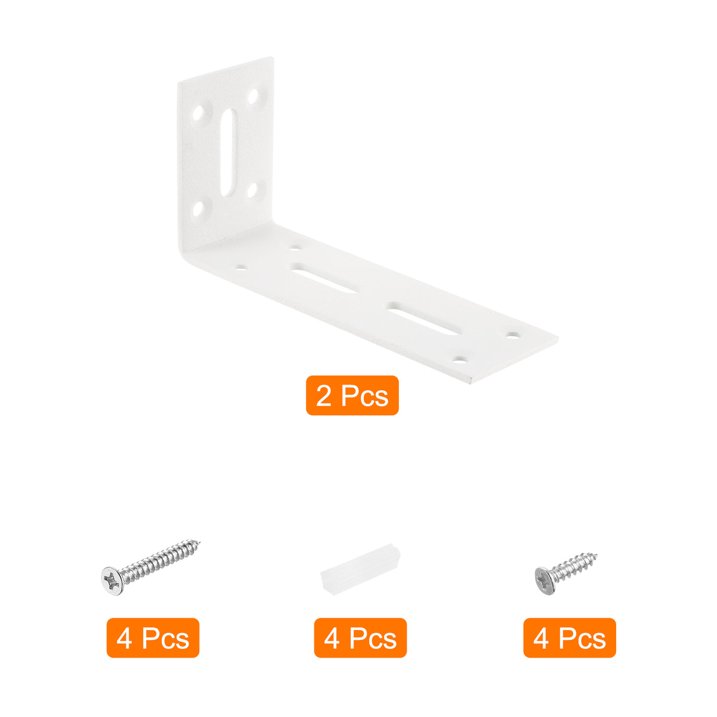 uxcell Uxcell L Corner Braces, 2Pcs 120x40x60mm - Stainless Steel Adjustable Corner Code, 90 Degree Slotted Angle Bracket for DIY Furniture Mending Shelf (White)