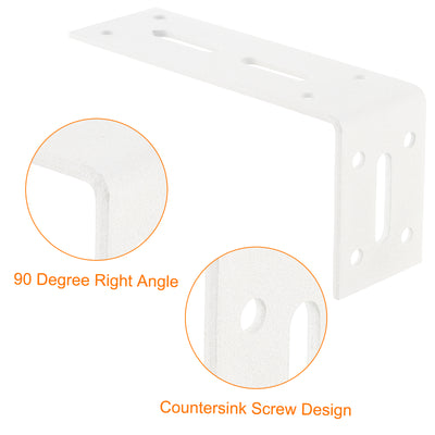 Harfington Uxcell L Corner Braces, 2Pcs 120x40x60mm - Stainless Steel Adjustable Corner Code, 90 Degree Slotted Angle Bracket for DIY Furniture Mending Shelf (White)