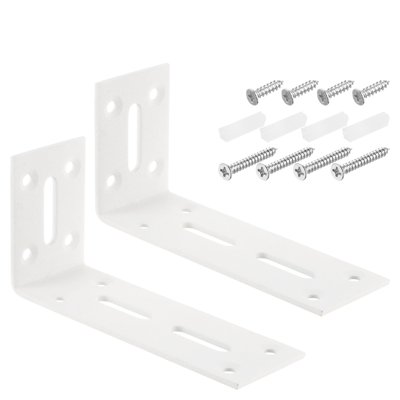 uxcell Uxcell L Corner Braces, 2Pcs 120x40x60mm - Stainless Steel Adjustable Corner Code, 90 Degree Slotted Angle Bracket for DIY Furniture Mending Shelf (White)