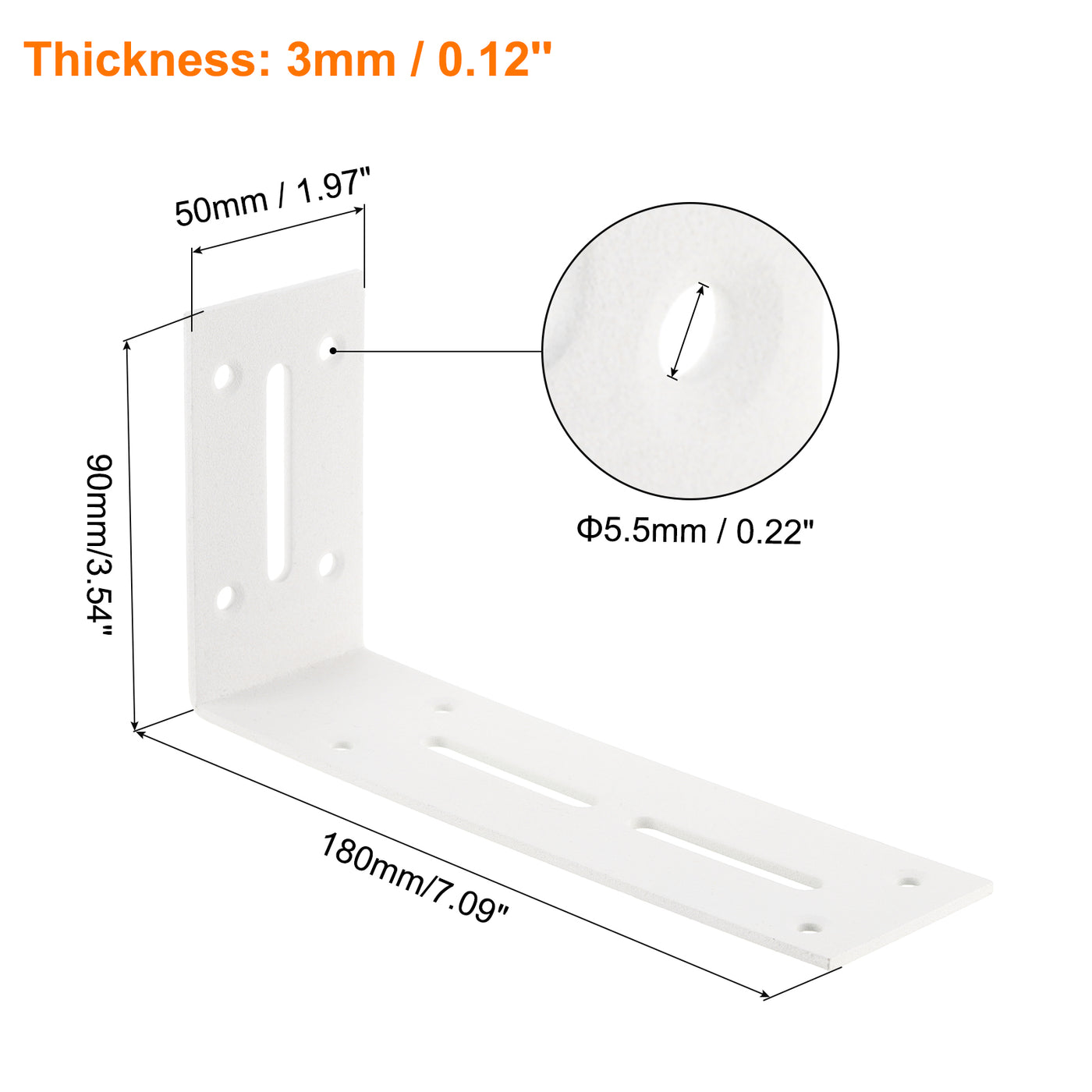 uxcell Uxcell L Corner Braces, 2Pcs 180x50x90mm - Stainless Steel Adjustable Corner Code, 90 Degree Slotted Angle Bracket for DIY Furniture Mending Shelf (White)