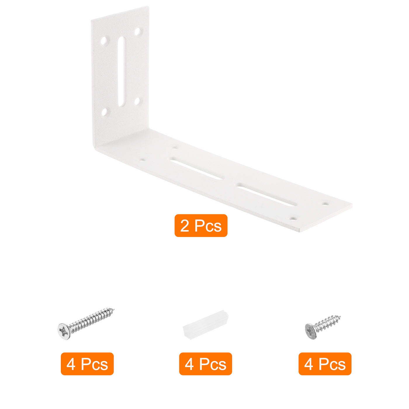 uxcell Uxcell L-Eckwinkel, 2 Stück 180x50x90mm - Edelstahl verstellbarer Eckwinkel, 90 Grad geschlitzte Winkelhalterung für DIY-Möbelreparaturregal (Weiß)