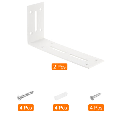 Harfington Uxcell L Corner Braces, 2Pcs 180x50x90mm - Stainless Steel Adjustable Corner Code, 90 Degree Slotted Angle Bracket for DIY Furniture Mending Shelf (White)