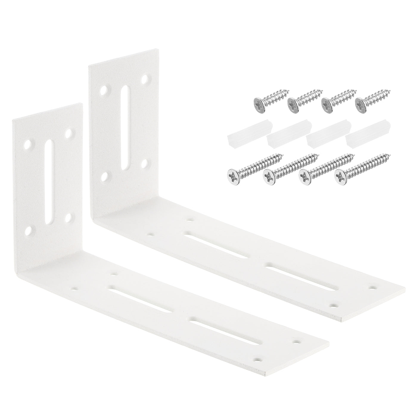 uxcell Uxcell L Corner Braces, 2Pcs 180x50x90mm - Stainless Steel Adjustable Corner Code, 90 Degree Slotted Angle Bracket for DIY Furniture Mending Shelf (White)