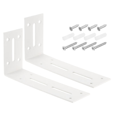 Harfington Uxcell L Corner Braces, 2Pcs 180x50x90mm - Stainless Steel Adjustable Corner Code, 90 Degree Slotted Angle Bracket for DIY Furniture Mending Shelf (White)