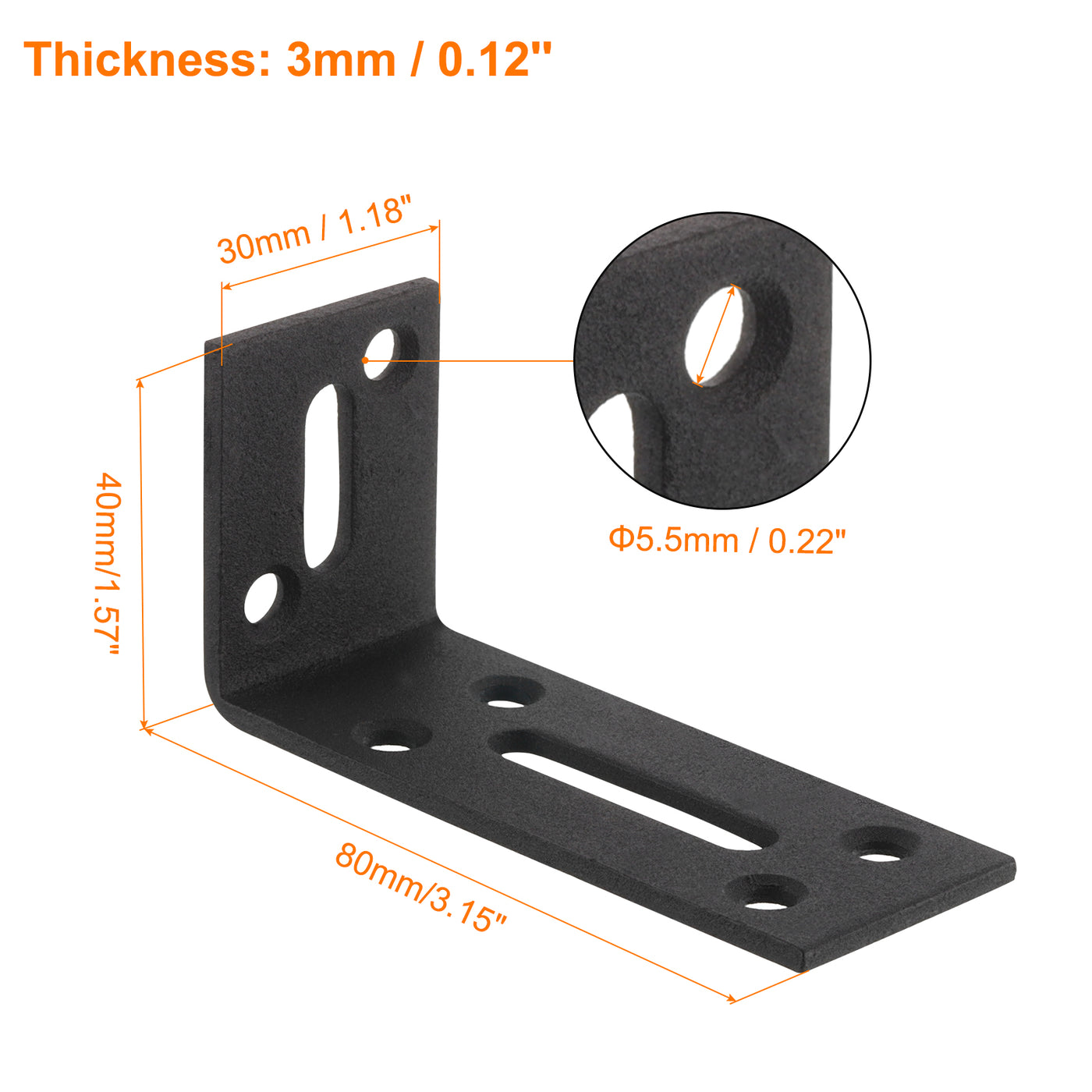 uxcell Uxcell L-Eckwinkel, 2 Stück 80x30x40mm - Edelstahl verstellbarer Eckverbinder, 90 Grad geschlitzte Winkelhalterung für DIY-Möbelreparaturregal (Schwarz)