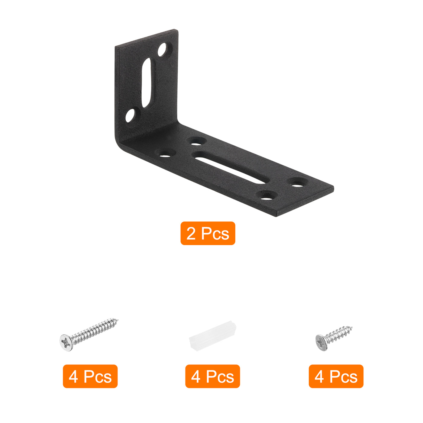 uxcell Uxcell L-Eckwinkel, 2 Stück 80x30x40mm - Edelstahl verstellbarer Eckverbinder, 90 Grad geschlitzte Winkelhalterung für DIY-Möbelreparaturregal (Schwarz)