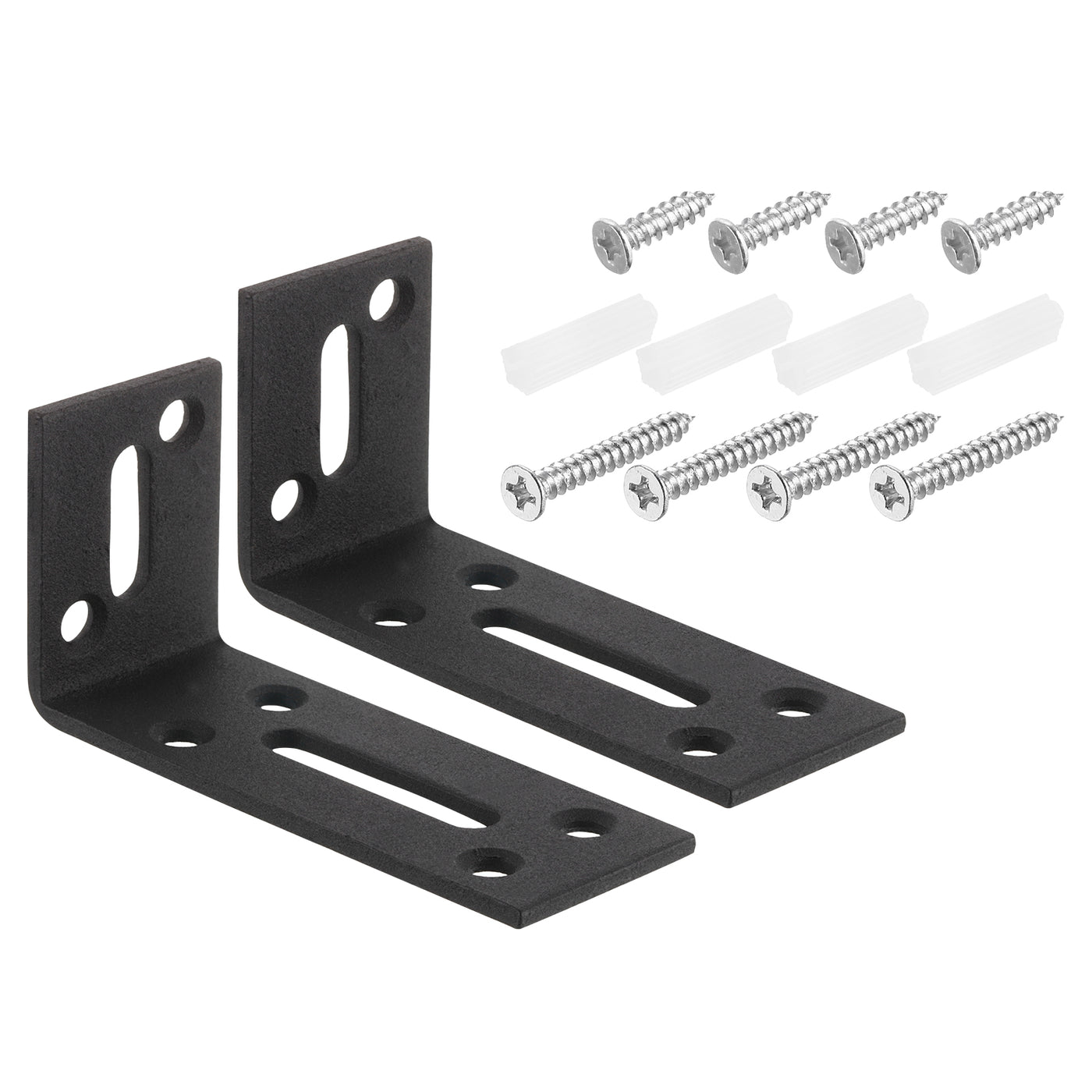 uxcell Uxcell L-Eckwinkel, 2 Stück 80x30x40mm - Edelstahl verstellbarer Eckverbinder, 90 Grad geschlitzte Winkelhalterung für DIY-Möbelreparaturregal (Schwarz)