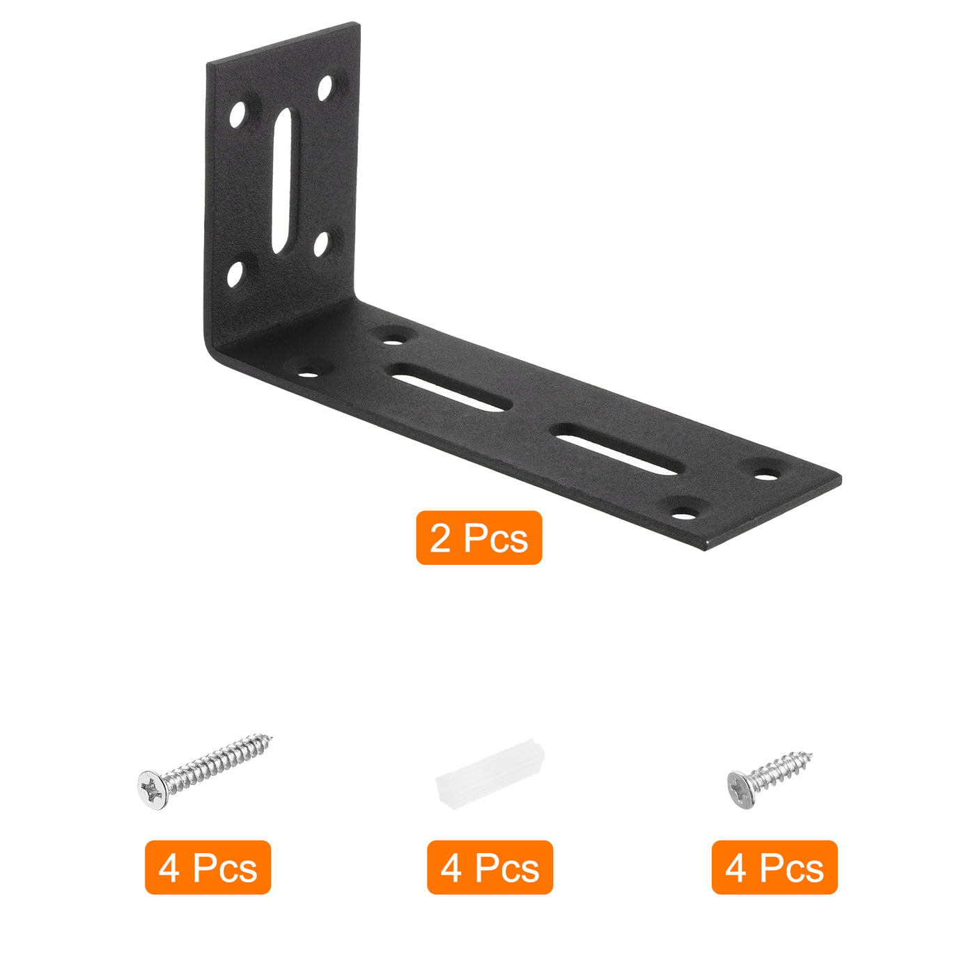 uxcell Uxcell L-Eckwinkel, 2 Stück 120x40x60mm - Edelstahl verstellbarer Eckverbinder, 90 Grad geschlitzte Winkelhalterung für DIY-Möbelreparaturregal (Schwarz)