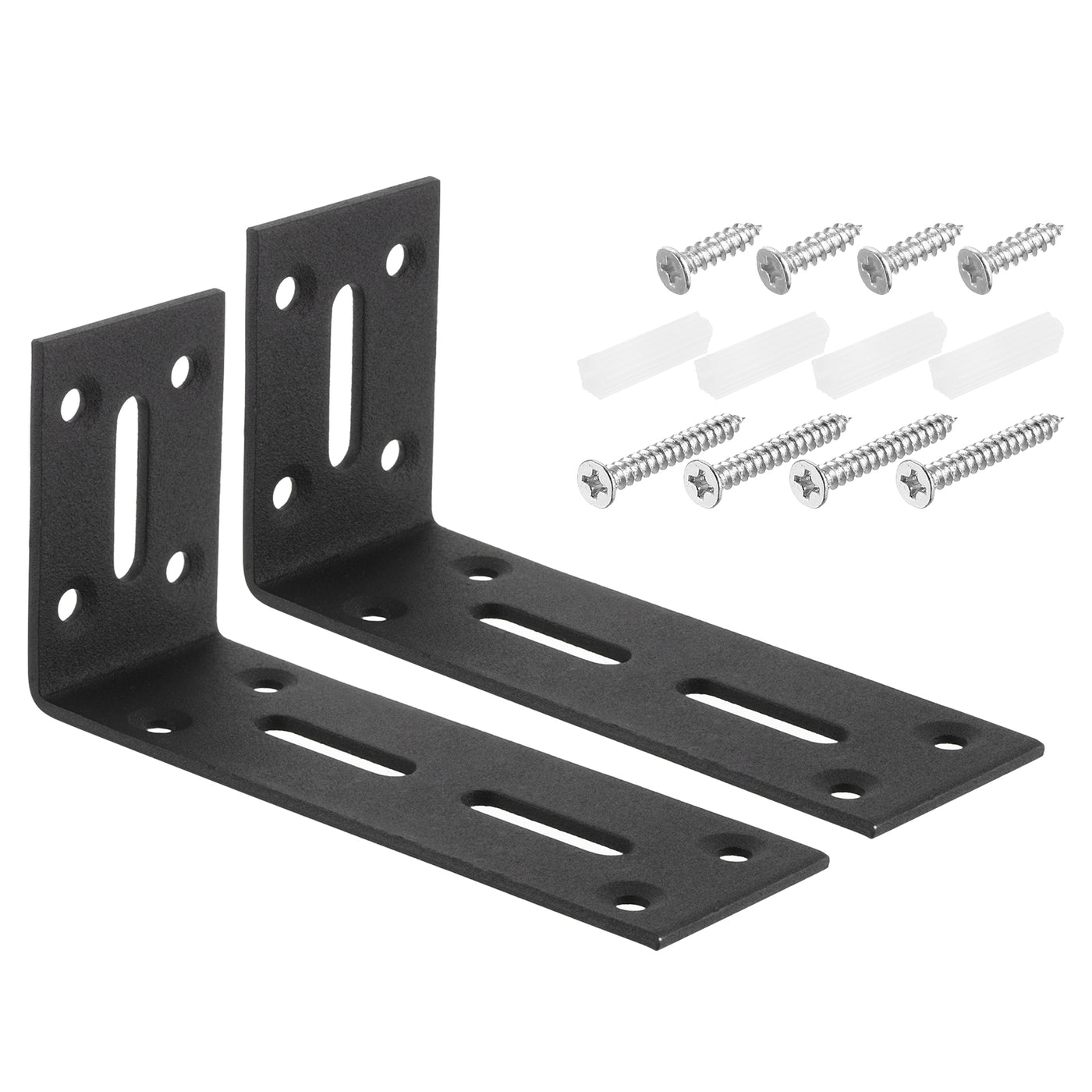 uxcell Uxcell L-Eckwinkel, 2 Stück 120x40x60mm - Edelstahl verstellbarer Eckverbinder, 90 Grad geschlitzte Winkelhalterung für DIY-Möbelreparaturregal (Schwarz)