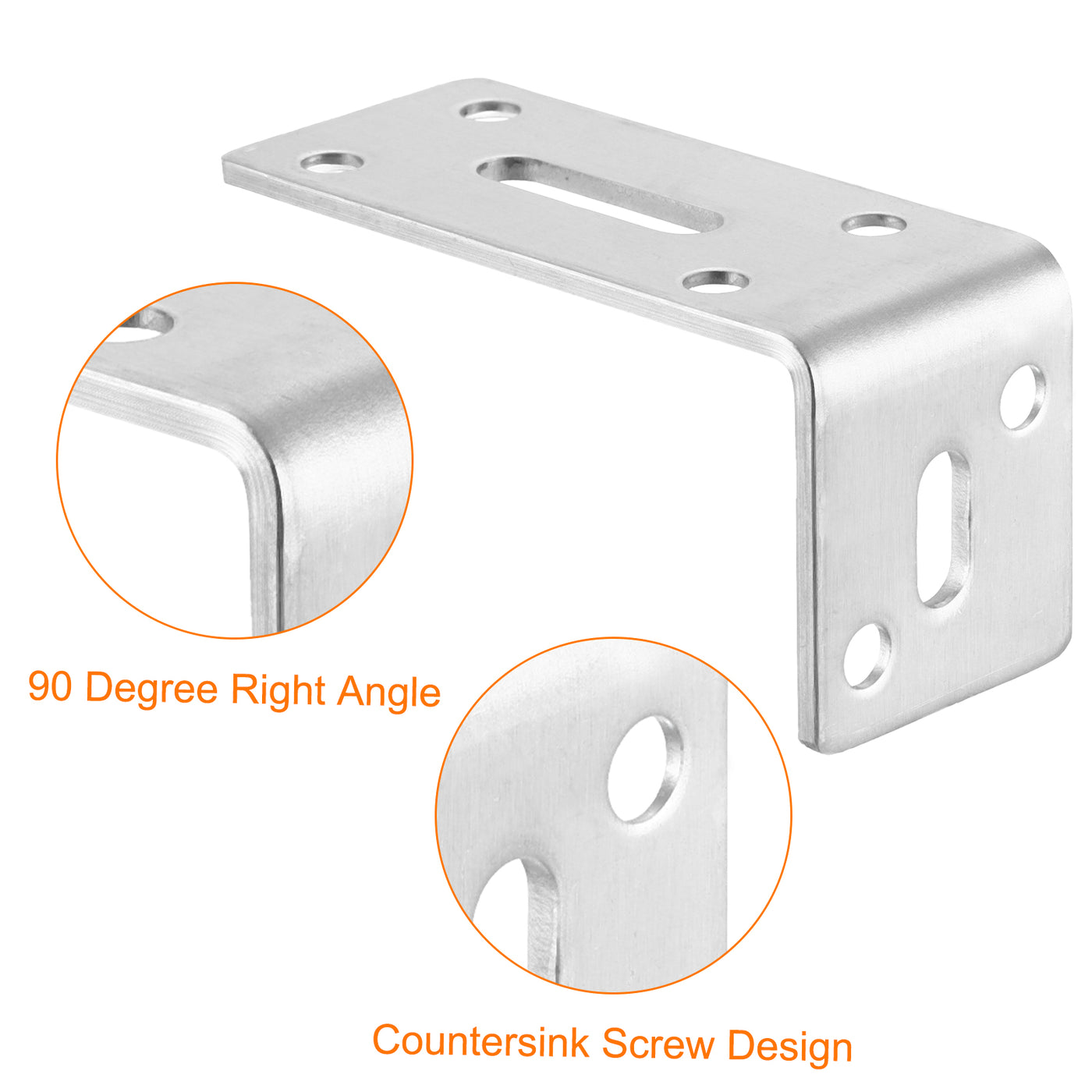 uxcell Uxcell L-Eckwinkel, 2 Stück 80x35x40mm - Edelstahl verstellbarer Eckverbinder, 90 Grad geschlitzte Winkelhalterung für DIY-Möbelreparaturregal (Silber)