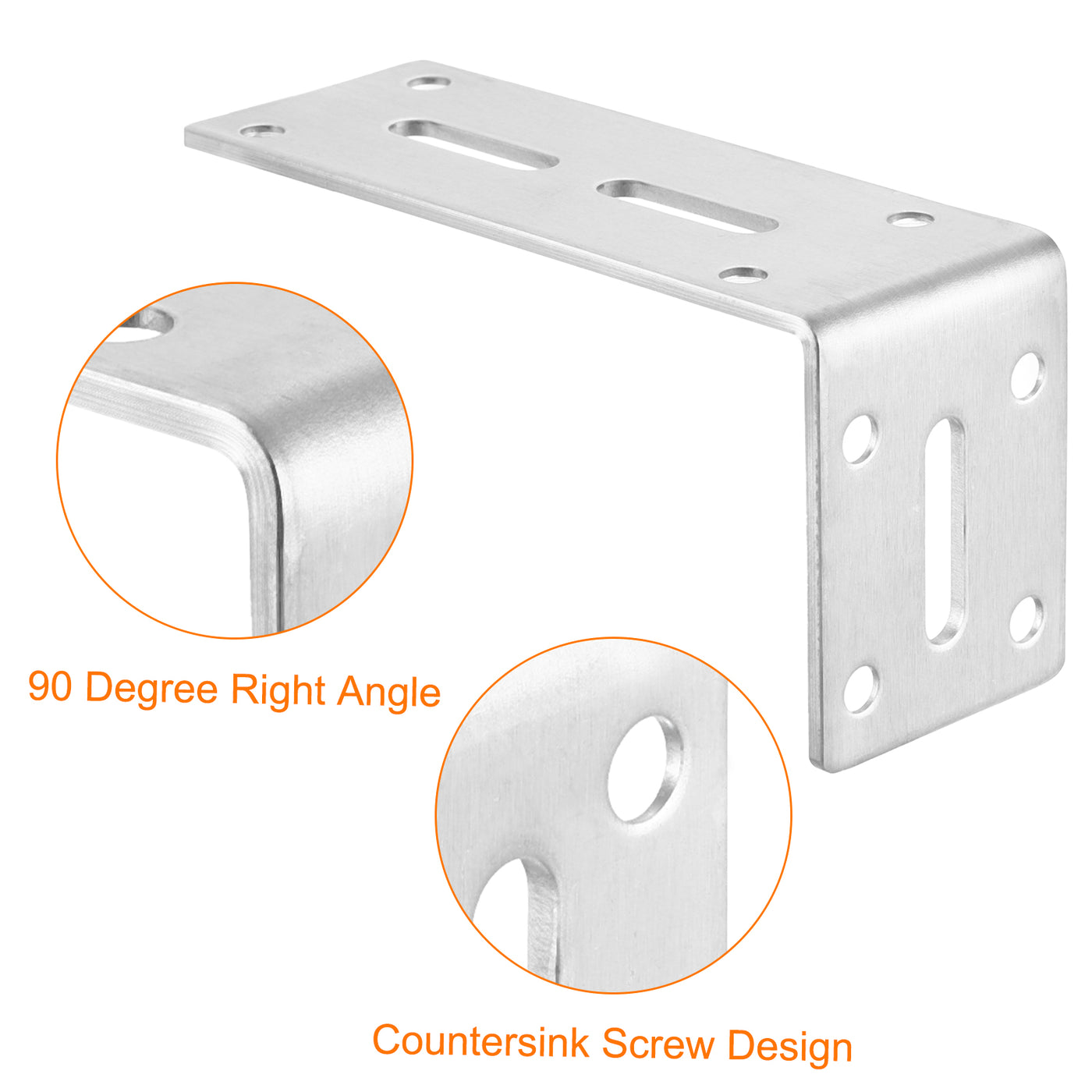 uxcell Uxcell L Corner Braces, 2Pcs 120x45x60mm - Stainless Steel Adjustable Corner Code, 90 Degree Slotted Angle Bracket for DIY Furniture Mending Shelf (Silver)