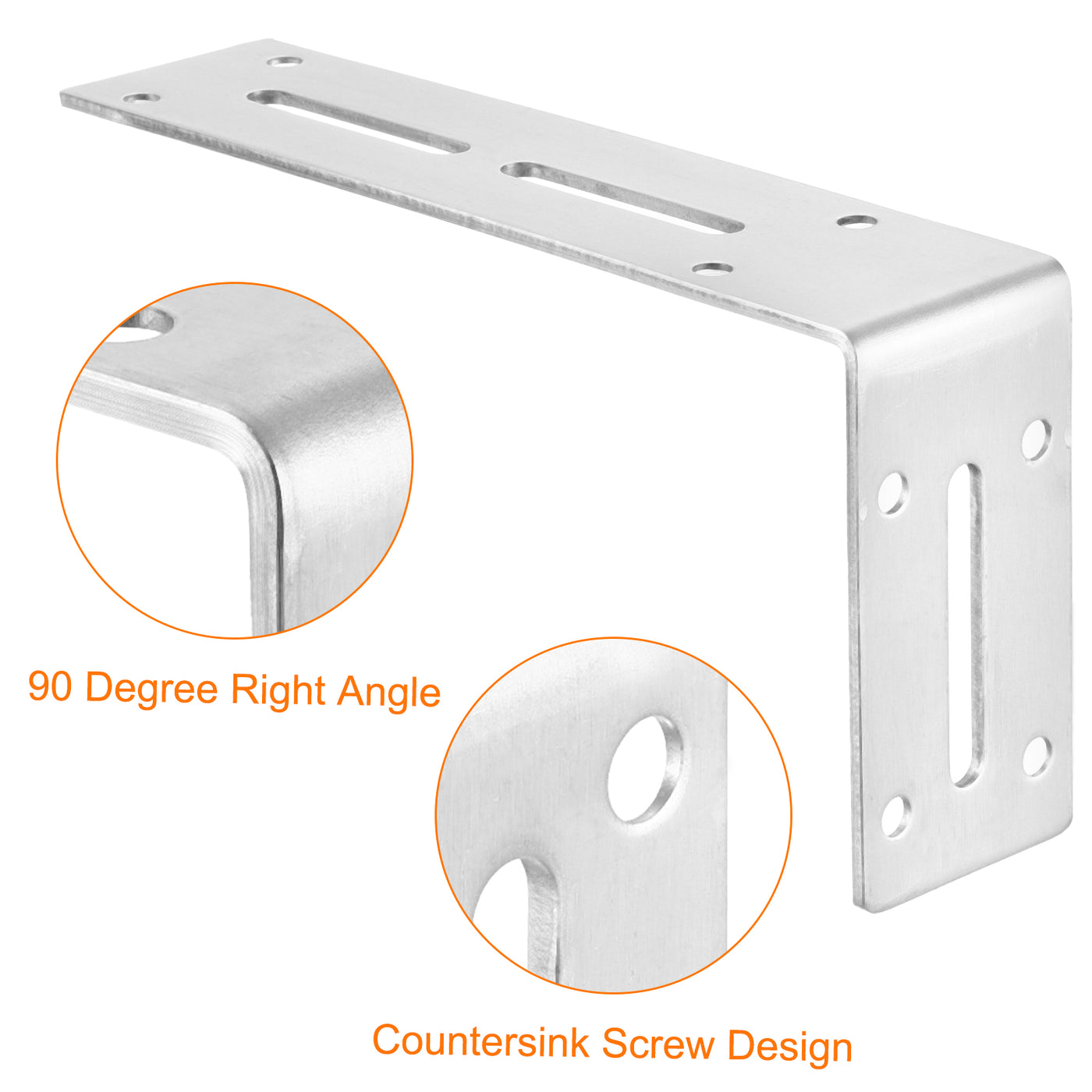 uxcell Uxcell L Corner Braces, 2Pcs 180x45x90mm - Stainless Steel Adjustable Corner Code, 90 Degree Slotted Angle Bracket for DIY Furniture Mending Shelf (Silver)