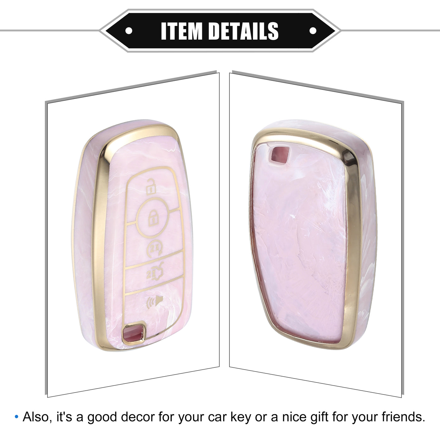 VekAuto Key Fob Cover Compatible for Ford Smart Key-5 Button, Durable TPU Pink Remote Keyless Smart Key Fob Case Protection Shell