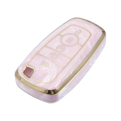 Harfington Key Fob Cover Compatible for Ford Smart Key-5 Button, Durable TPU Pink Remote Keyless Smart Key Fob Case Protection Shell