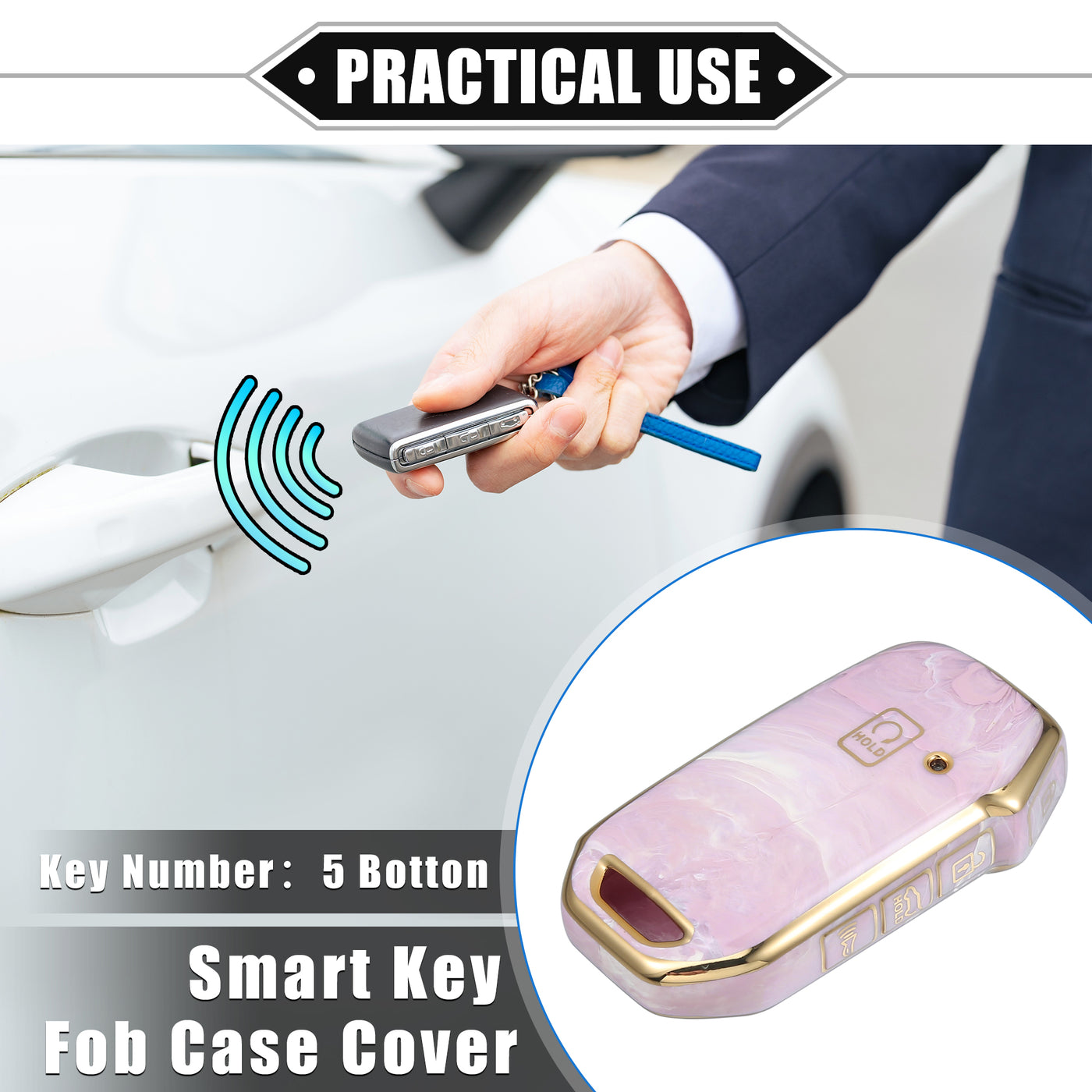 VekAuto Key Fob Cover Compatible for Kia Soul 2020-2022, Durable TPU Pink Remote Keyless Smart Key Fob Case Protection Shell