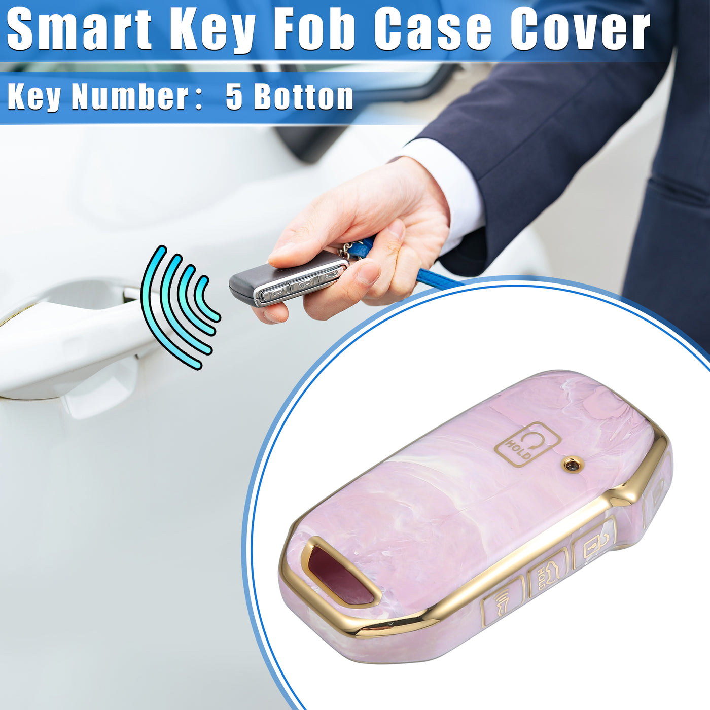 VekAuto Key Fob Cover Compatible for Kia Soul 2020-2022, Durable TPU Pink Remote Keyless Smart Key Fob Case Protection Shell