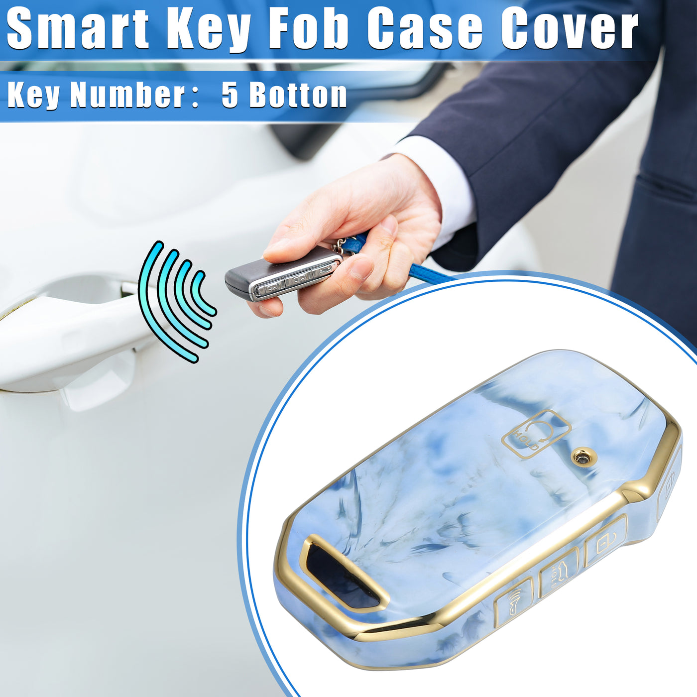 VekAuto Key Fob Cover Compatible for Kia Soul 2020-2022, Durable TPU Blue Remote Keyless Smart Key Fob Case Protection Shell