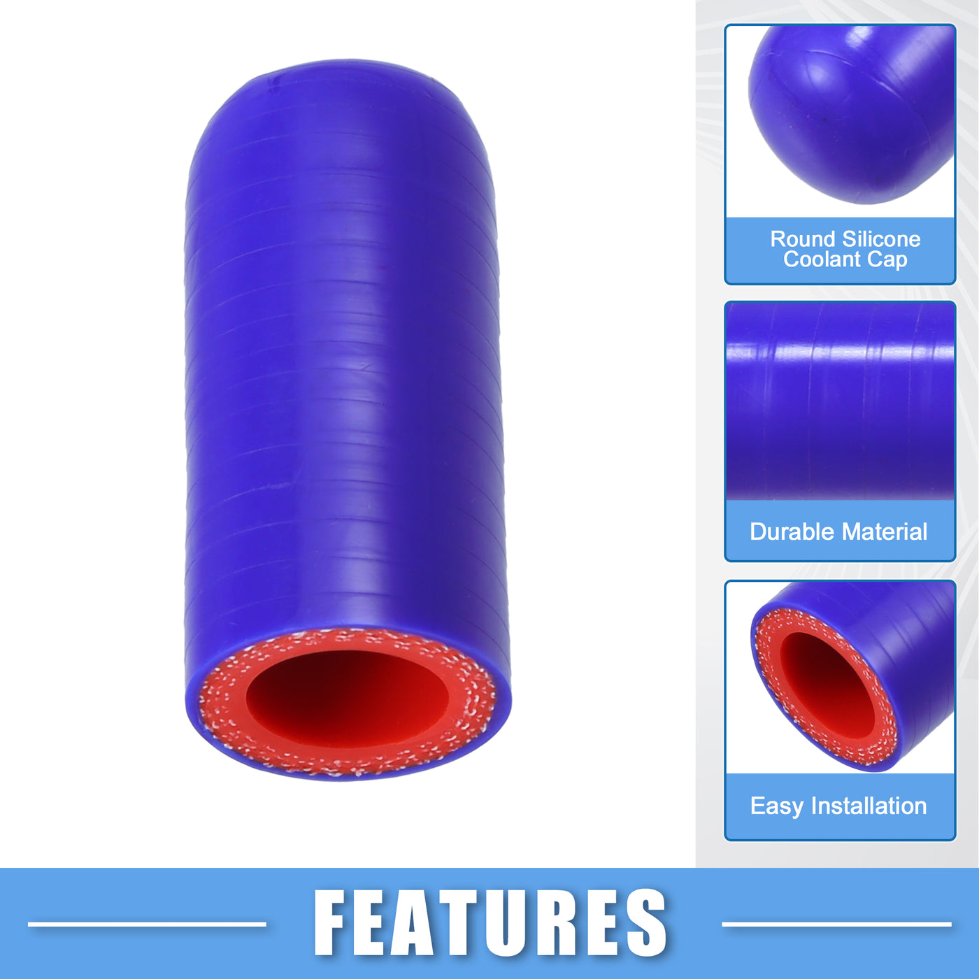 A ABSOPRO Universal Silicone Coolant Cap Intake Vacuum Hose End Plug 18mm 0.71" ID Car Coolant Heater Bypass Vacuum Water Port Silicone Blue