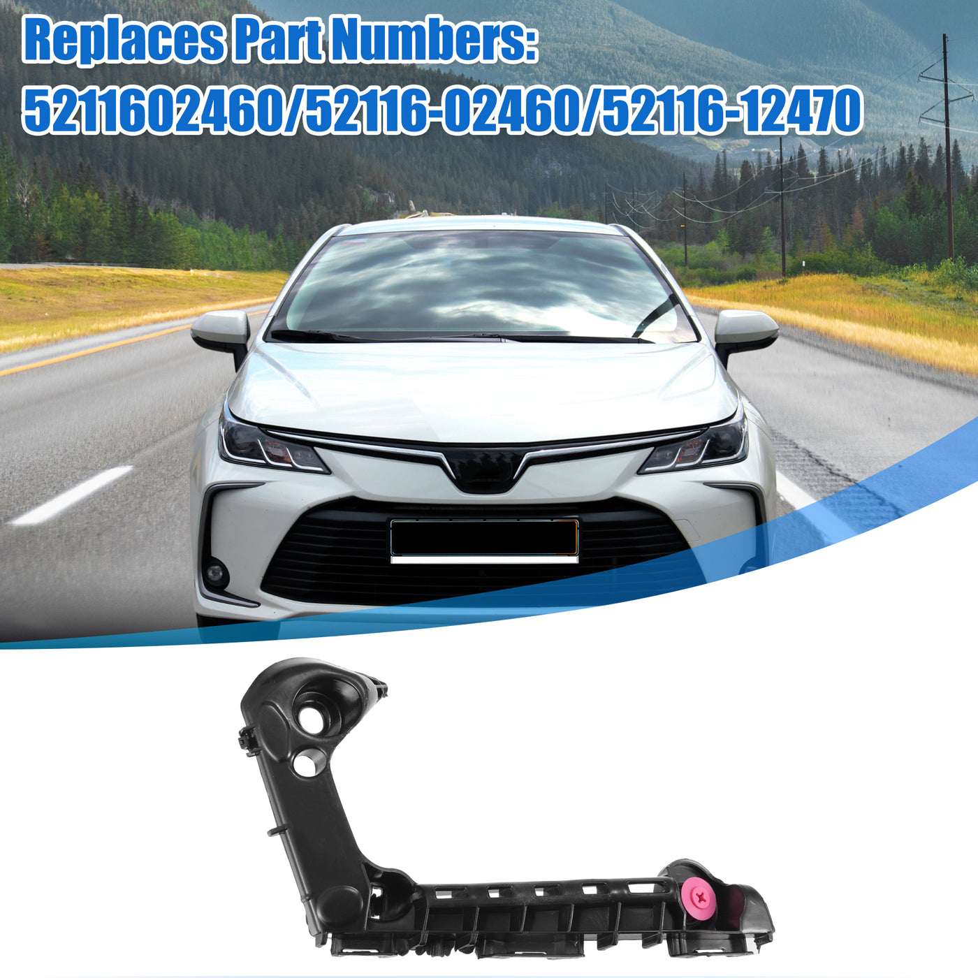 X AUTOHAUX Bumper Bracket Side Retainer Replacement for Toyota Corolla 2019-2023 No.52116-02460/52116-12470