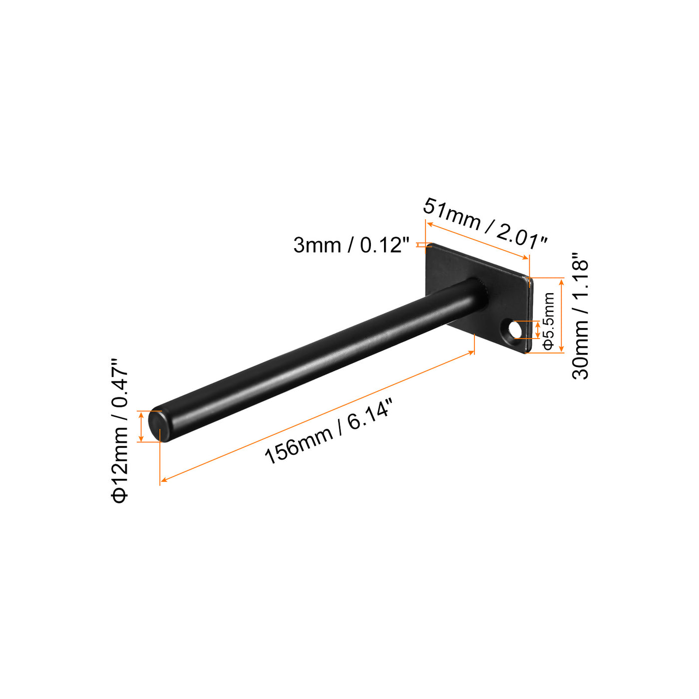 uxcell Uxcell Shelf Brackets, 2Pcs 6" - Metal Hidden Floating Shelf Bracket, Round Invisible Shelf Supports, for Wood Shelves Storage Rack Furniture Hardware