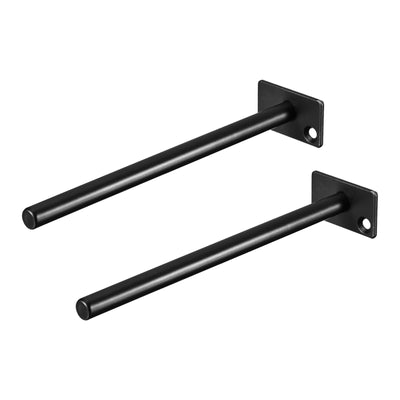 Harfington Uxcell Shelf Brackets, 2Pcs 8" - Metal Hidden Floating Shelf Bracket, Round Invisible Shelf Supports, for Wood Shelves Storage Rack Furniture Hardware