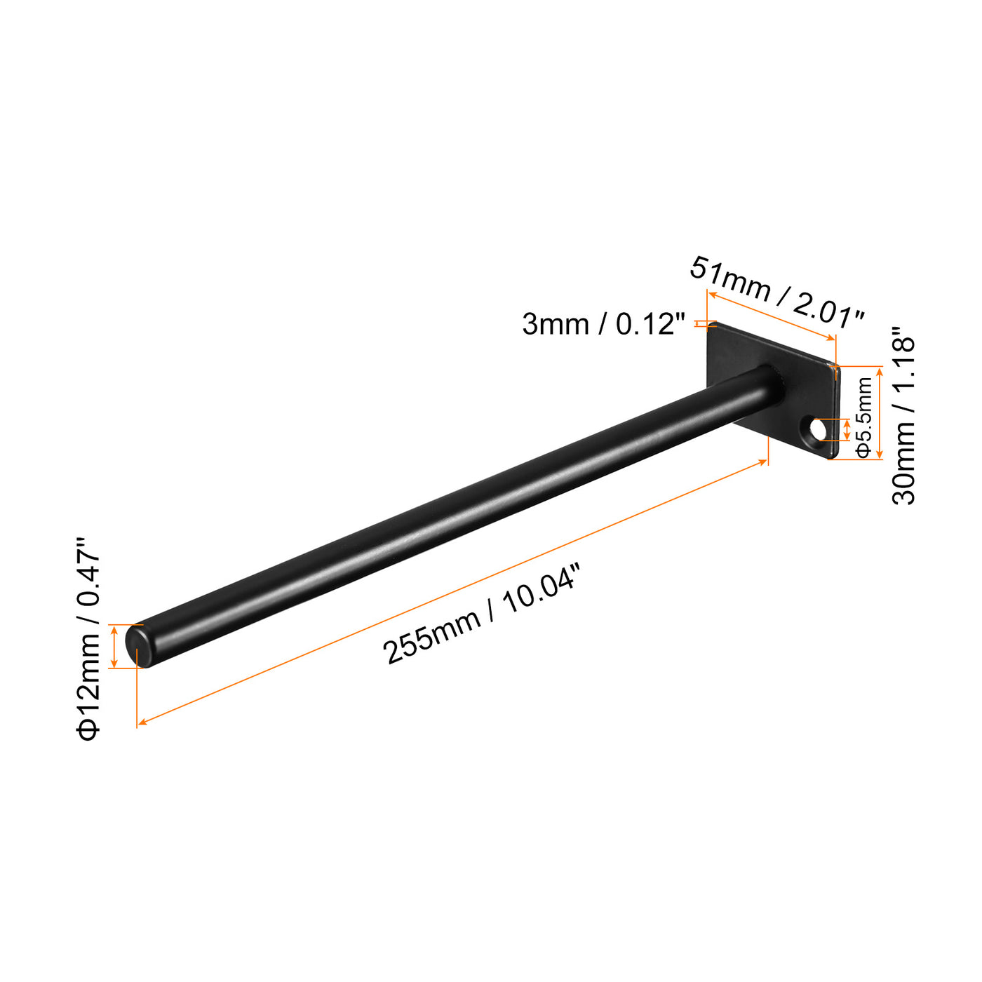 uxcell Uxcell Shelf Brackets, 2Pcs 10" - Metal Hidden Floating Shelf Bracket, Round Invisible Shelf Supports, for Wood Shelves Storage Rack Furniture Hardware