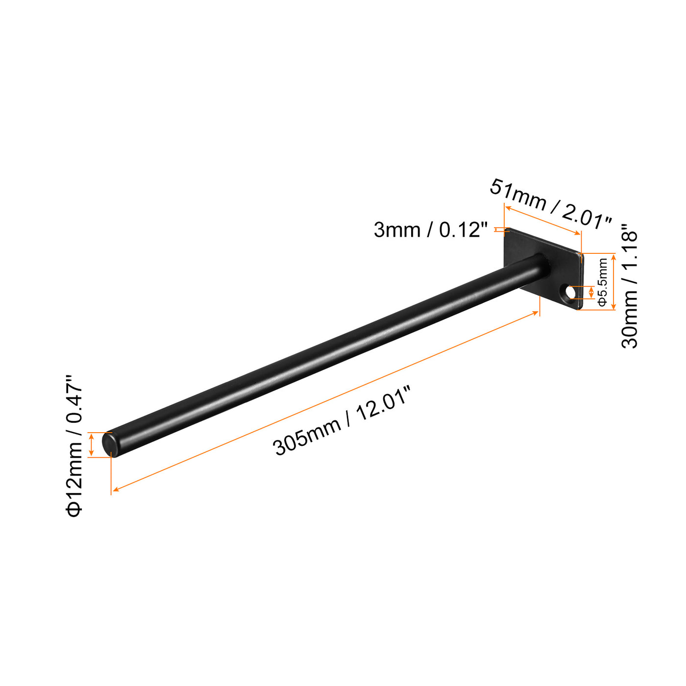 uxcell Uxcell Shelf Brackets, 2Pcs 12" - Metal Hidden Floating Shelf Bracket, Round Invisible Shelf Supports, for Wood Shelves Storage Rack Furniture Hardware