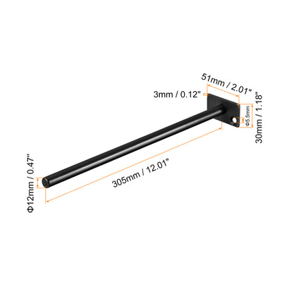 Harfington Uxcell Shelf Brackets, 2Pcs 12" - Metal Hidden Floating Shelf Bracket, Round Invisible Shelf Supports, for Wood Shelves Storage Rack Furniture Hardware