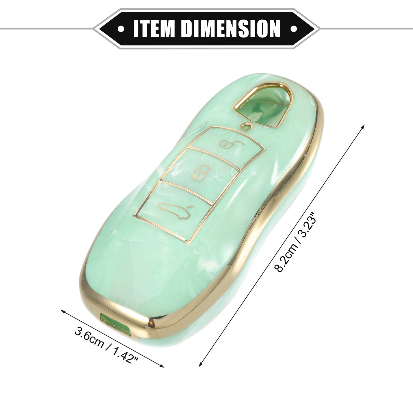 VekAuto Key Fob Cover Compatible for Porsche Cayenne 11-18 for Porsche 911 14-19, Durable TPU Green 3 Button Porcelain Pattern Smart Key Fob Case Cover