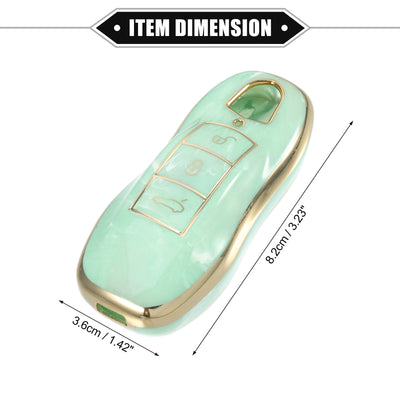 Harfington Key Fob Cover Compatible for Porsche Cayenne 11-18 for Porsche 911 14-19, Durable TPU Green 3 Button Porcelain Pattern Smart Key Fob Case Cover