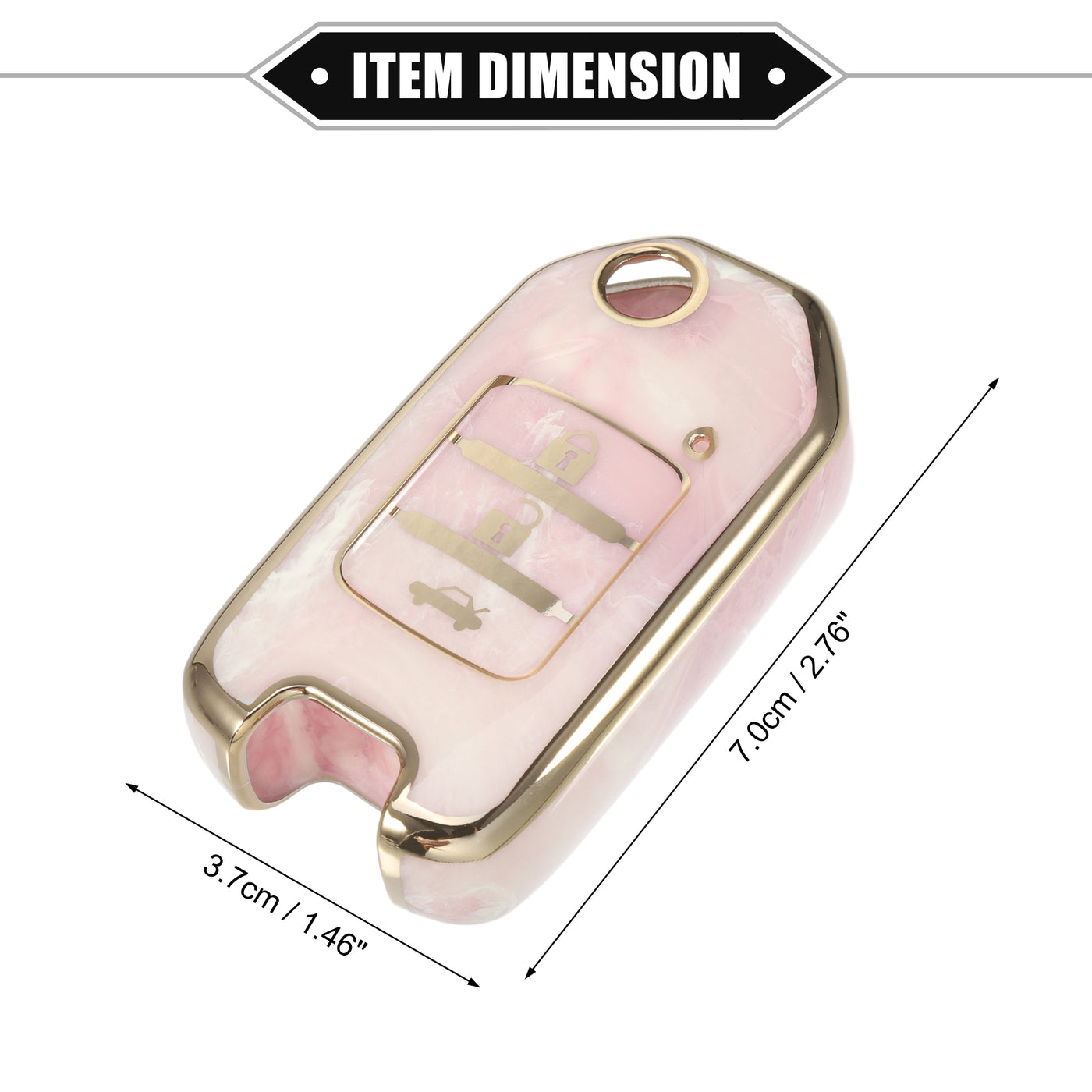 VekAuto Key Fob Cover Compatible for Honda Accord 13-19 for Honda CR-V 15-19, Durable TPU Pink 3 Button Porcelain Pattern Remote Key Fob Case Protection Shell